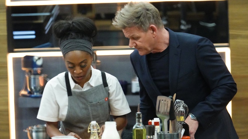 Contestant Mariah with mentor Gordon Ramsay in the “The Final Level” episode of NEXT LEVEL CHEF (Fox)