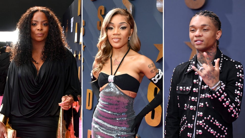 Janelle James, GloRilla and Swae Lee at the BET 2023 Awards Red Carpet