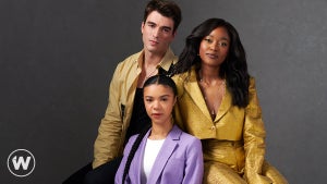 From left to right: Corey Mylchreest, India Amarteifio and Arsema Thomas of "Queen Charlotte: A Bridgerton Story"