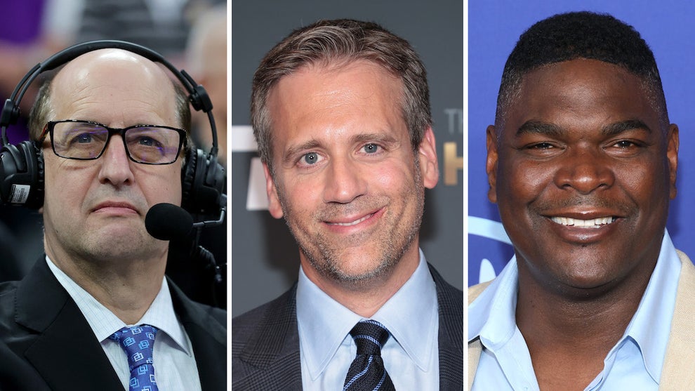 Jeff Van Gundy, Max Kellerman and Keyshawn Johnson (Credit: Ethan Miller/Dimitrios Kambouris/Dia Dipasupil/Getty Images)