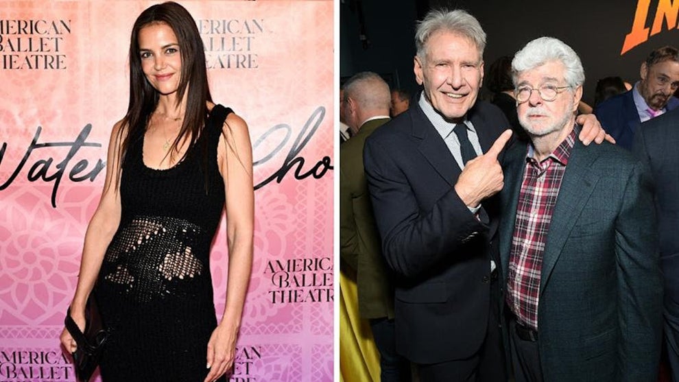 Katie Holmes, Harrison Ford and George Lucas
