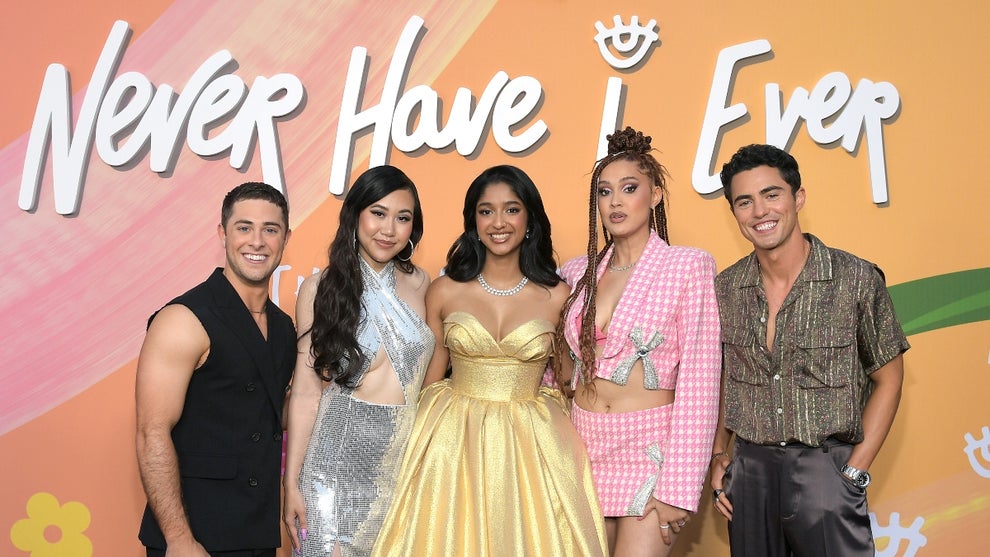 The fab five Young Adult cast of "Never Have I Ever" Season 4 — Jaren Lewison, Ramona Young, Maitreyi Ramakrishnan, Lee Rodriguez and Darren Barnet