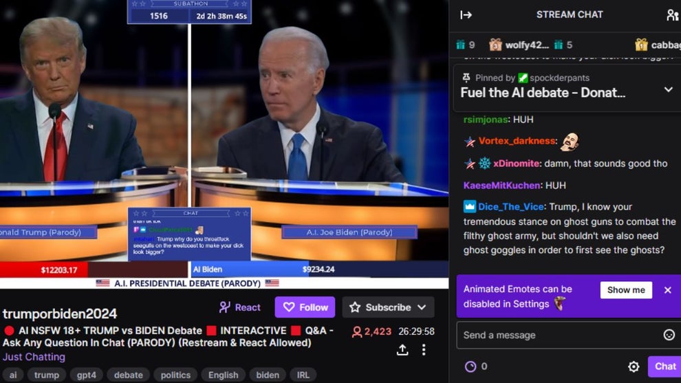 Trump Biden AI Twitch Stream