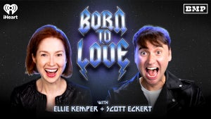 Ellie Kemper and Scott Eckert in the promotional image for "Born to Love" (Photo credit: iHeartMedia, Big Money Players Network)