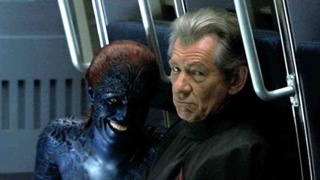 Rebecca Romijn and Ian McKellen in "X-Men 2"