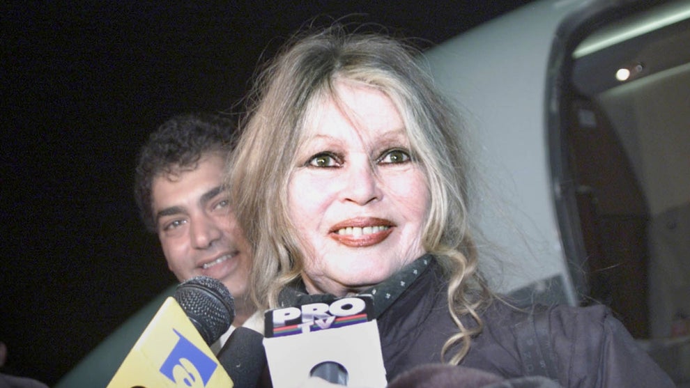 Animal rights activist Brigitte Bardot talks to the press February 28, 2001