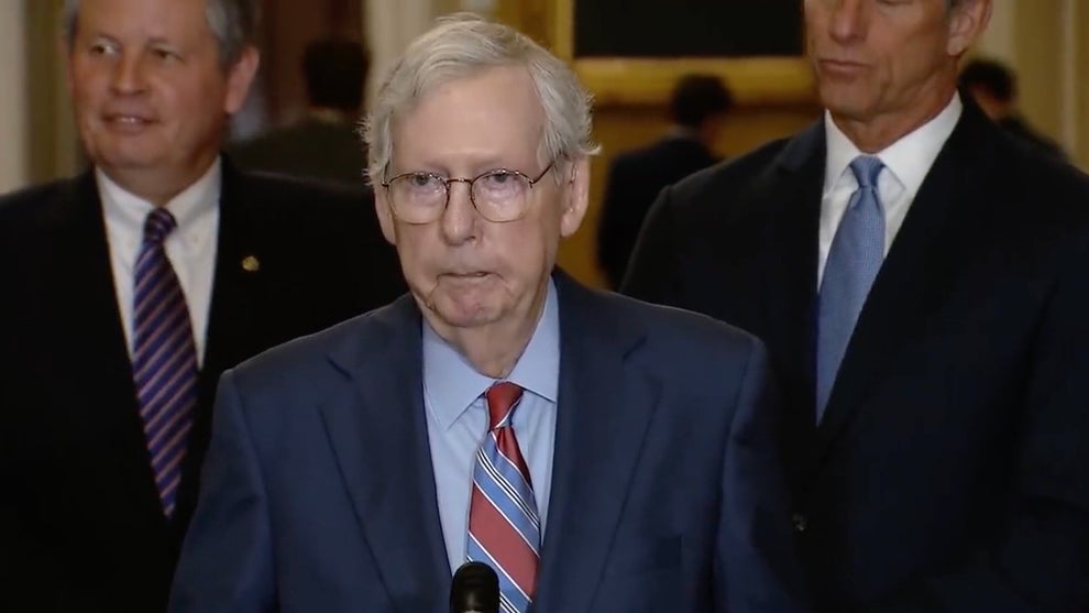Mitch McConnell freezes while speaking to press Wednesday