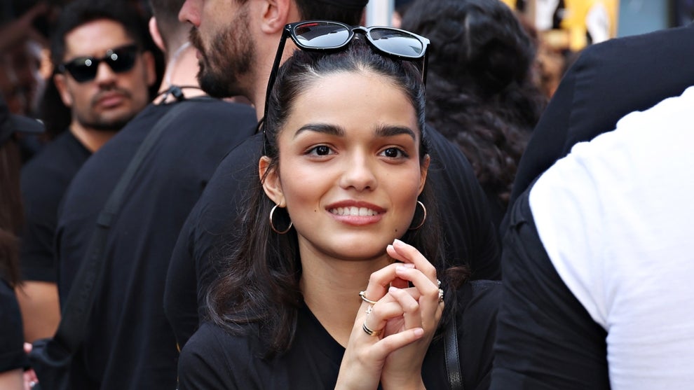 Rachel Zegler attends as SAG-AFTRA members hold "Rock The City For A Fair Contract" rally in Times Square on July 25, 2023 in New York City.
