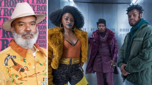 David Alan Grier; Teyonah Parris, Jamie Foxx and John Boyega in "They Cloned Tyrone" (Photo credit: Getty Images, Netflix)