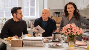 Anthony (Mario Cantone), Harry (Evan Handler) and Charlotte (Kristin Davis) in And Just Like That (Photo Credit: Max)