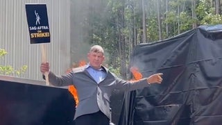Harrison Ford’s Stunt Double Sets Himself on Fire at Strike Rally: ‘We  Are Tired of Being Burned by AMPTP’ (Video)