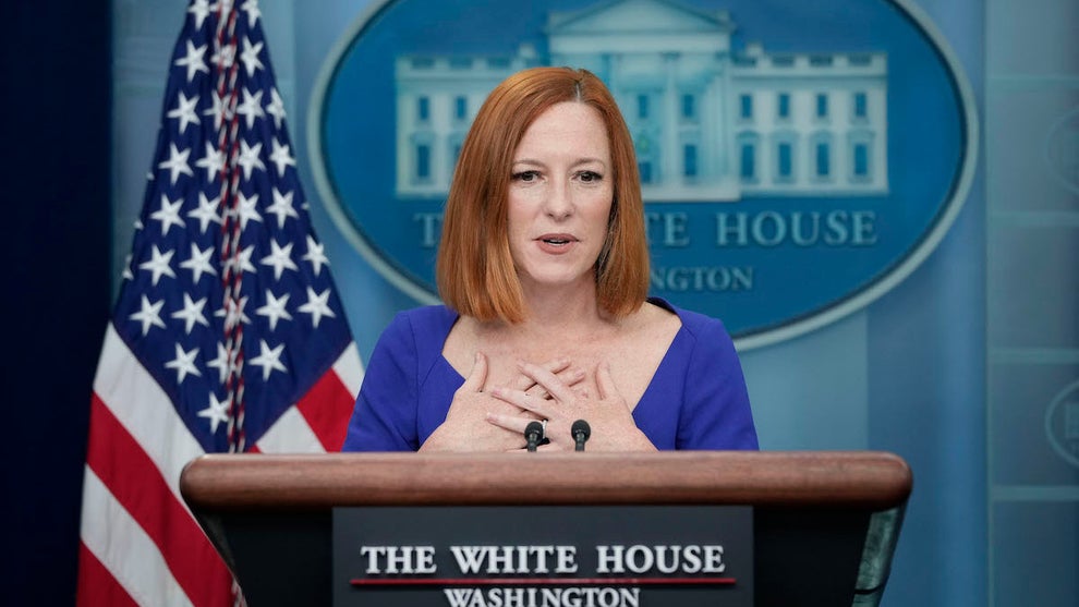 Jen Psaki gives press briefing at White House