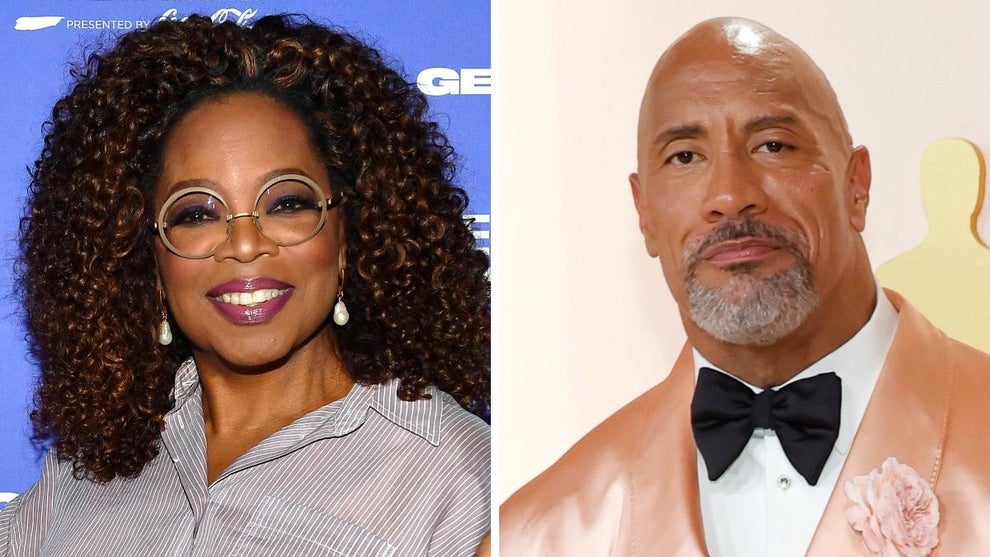 Side-by-side of Oprah Winfrey and Dwayne Johnson