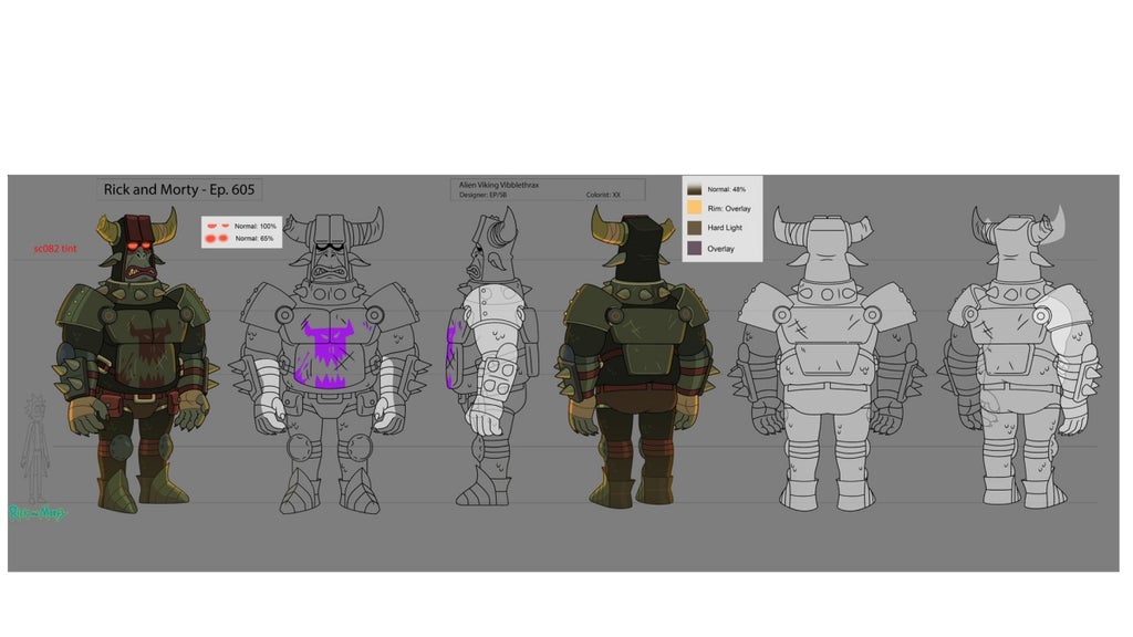 The final art for Viking Alien in Rick and Morty