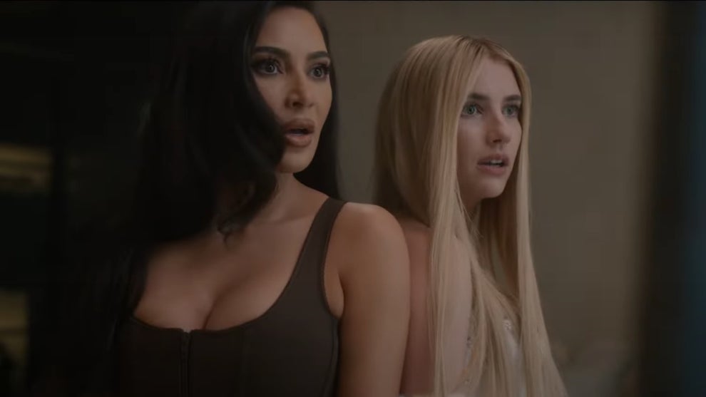Kim Kardashian and Emma Roberts