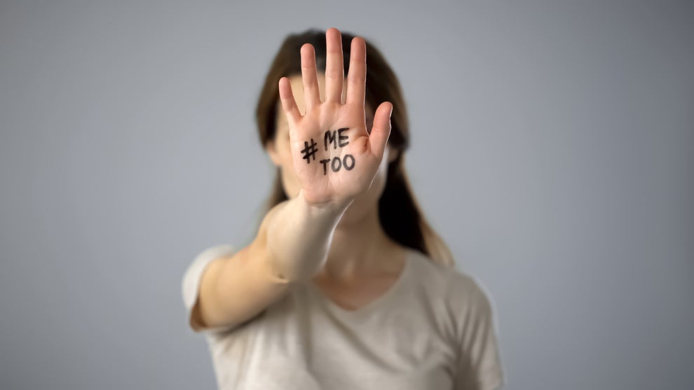 woman with me too sign