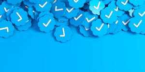 White check marks in blue bubbles on a blue background.