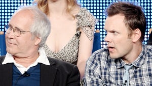 Chevy Chase and Joel McHale at the the 2009 Summer Television Critics Association Press Tour in Pasadena