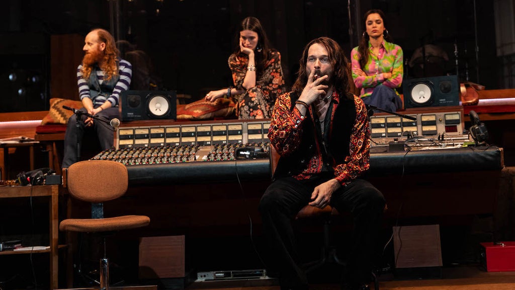 Andrew R. Butler, Sarah Pidgeon, Chris Stack and Juliana Canfield in "Stereophonic"