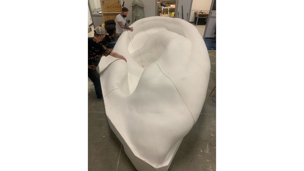 Behind-the-scenes footage of prop ear in "Gen V" Season 1, Episode 3 (Photo credit: Prime Video)