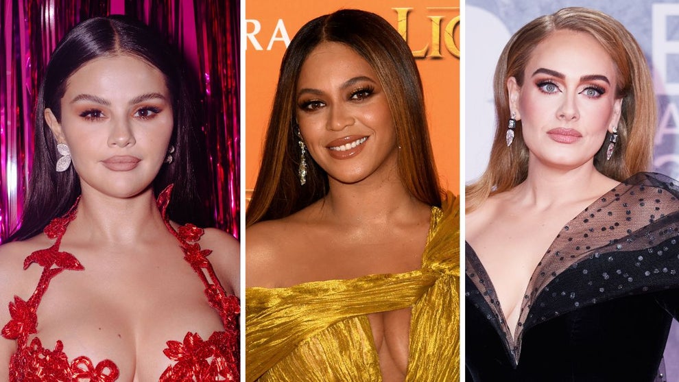 Selena Gomez, Beyoncé and Adele (Photo credit: Getty Images)