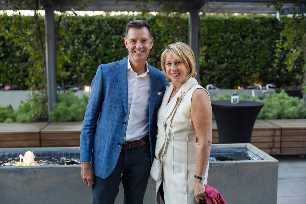 Peter Csathy, Chairman, Creative Media & Sharon Waxman, Founder and Editor-in-Chief, TheWrap; TheGrill 2023 Dinner at the Tesse Restaurant.