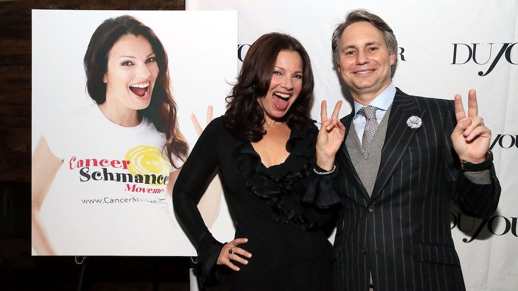 Fran Drescher with DuJour Media founder Jason Binn at a Cancer Schmancer Movement on Nov. 6, 2013 in New York City