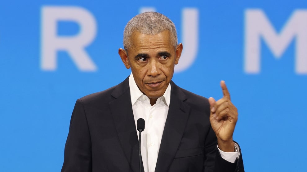 Former President Barack Obama speaks to attendees at the Obama Foundation Democracy Forum in 2023 (Credit: Getty Images)
