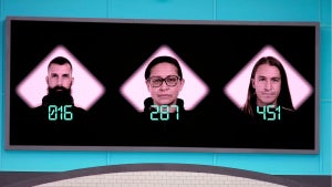 Sam Wells, Mai Whelan and Phill Cain in Season 1 of "Squid Game: The Challenge" (Photo credit: Getty Images)