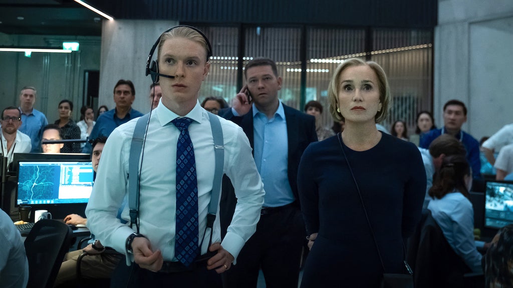 Freddie Fox and Kristin Scott Thomas in Season 1 of "Slow Horses"