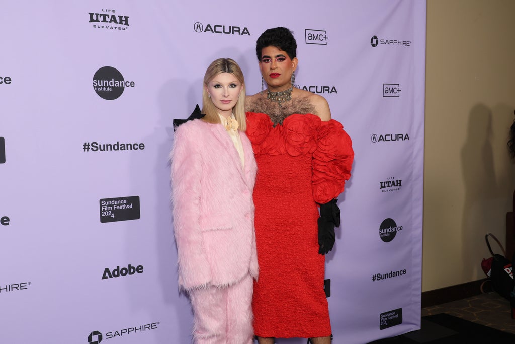 Dylan Mulvaney and Alok Vaid-Menon attend the "ALOK" Premiere at the Short Film Program 1 during the 2024 Sundance Film Festival at Prospector Square Theatre on January 18, 2024 in Park City, Utah.