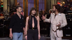 Justin Timberlake Dakota Johnson and Jimmy Fallon on SNL