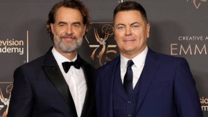 Murray Bartlett and Nick Offerman attend the 2024 Creative Arts Emmys at Peacock Theater in Los Angeles