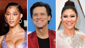 Michaela Jaé Rodriguez, Jim Carrey and Julie Chen (Getty Images)