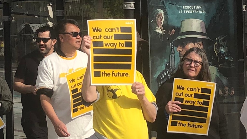 LA times staffers at the walkout rally in downtown LA on Jan. 19, 2024