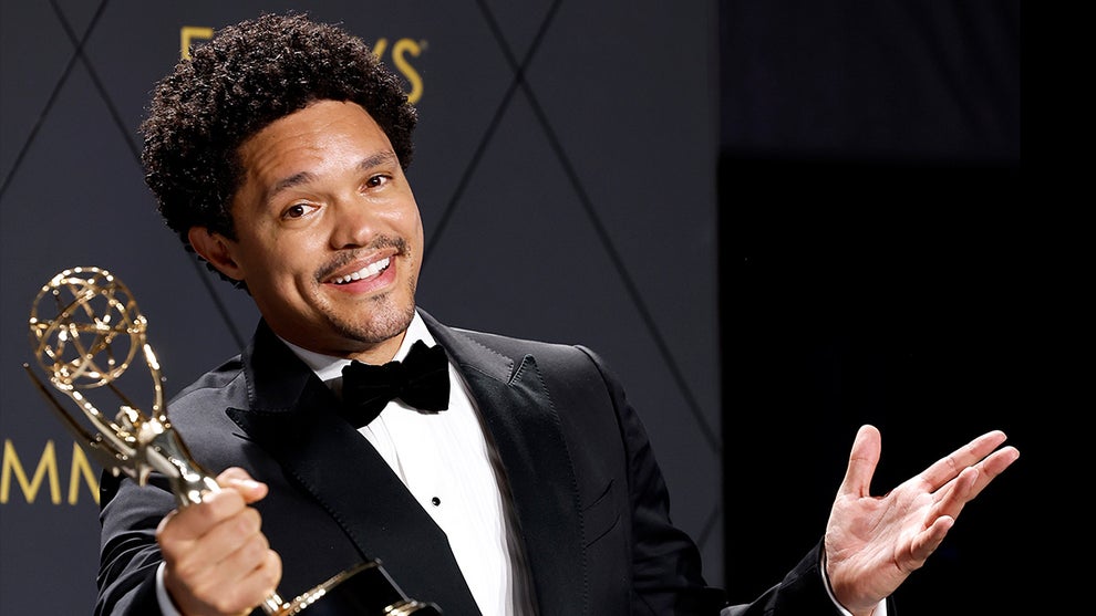 Trevor Noah backstage at the 75th Emmy Awards (Photo by Frazer Harrison/Getty Images)