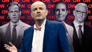 Compiled image featuring CNN stars Jake Tapper, Poppy Harlow and Anderson Cooper, along with new CNN boss Mark Thompson