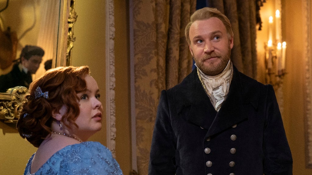 Penelope Featherington (Nicola Coughlan) and Lord Debling (Sam Phillips) in "Bridgerton" Season 3 (Netflix)