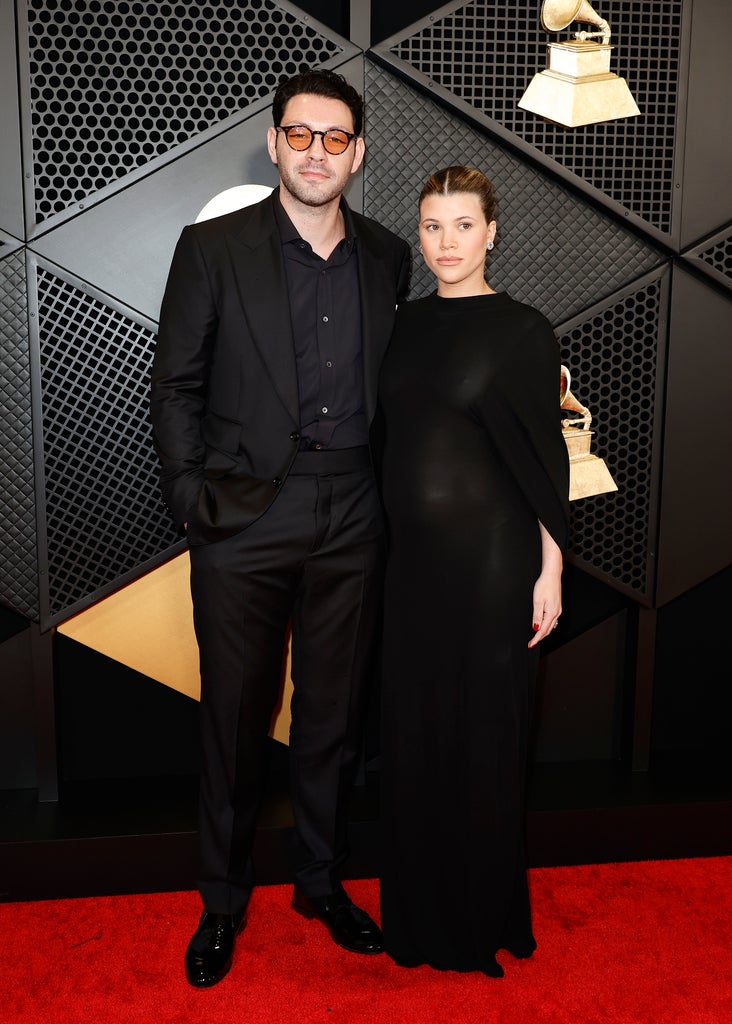 (L-R) Elliot Grainge and Sofia Richie attend the 66th GRAMMY Awards at Crypto.com Arena on February 04, 2024 in Los Angeles, California.