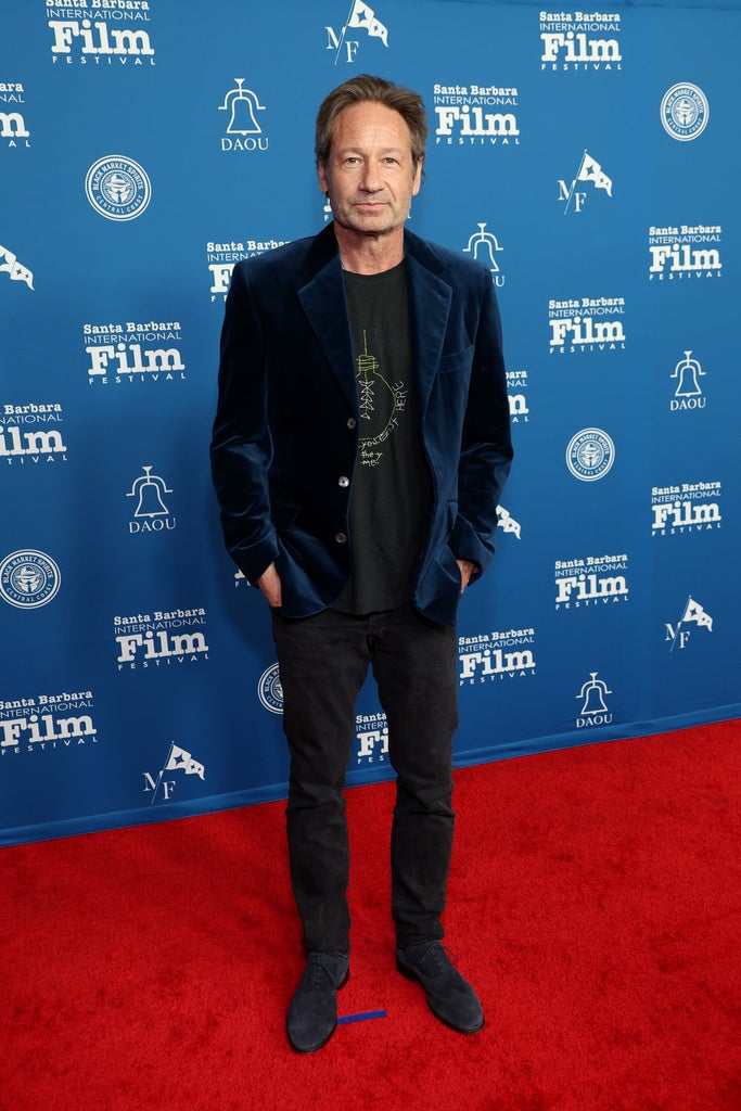 David Duchovny attends the 39th Annual Santa Barbara International Film Festival: Maltin Modern Master Award Honoring Robert Downey Jr. at The Arlington Theatre on February 09, 2024 in Santa Barbara, California.