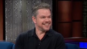 Matt Damon visited Stephen Colbert on "The Late Show" after his Super Bowl LVIII commercial