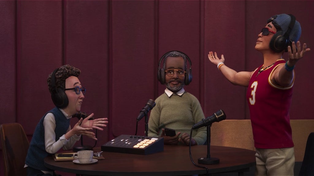 IN THE KNOW -- Episode 105 -- Pictured: (l-r) Zach Woods as Voice of Lauren, Carl Tart as voice of Carl, Charlie Bushnell as voice of Chase -- (Photo by: PEACOCK)