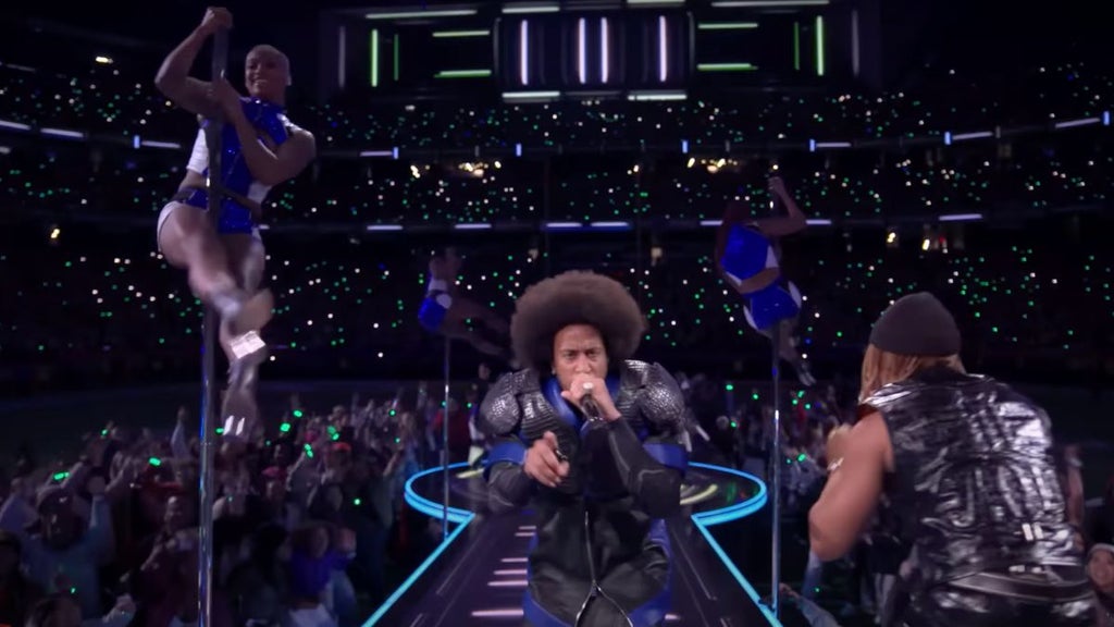 Ludacris performing during the Super Bowl halftime show (NFL)