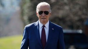 President Joe Biden speaks to journalist on February 20, 2024 in Washington, DC. before traveling to California for three days of fundraising.