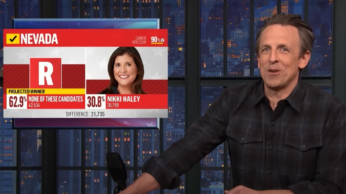 Seth Meyers Roasts Nikki Haley’s Nevada Loss to ‘None of These’ Seth Meyers Roasts Nikki Haley’s Nevada Loss to ‘None of These’