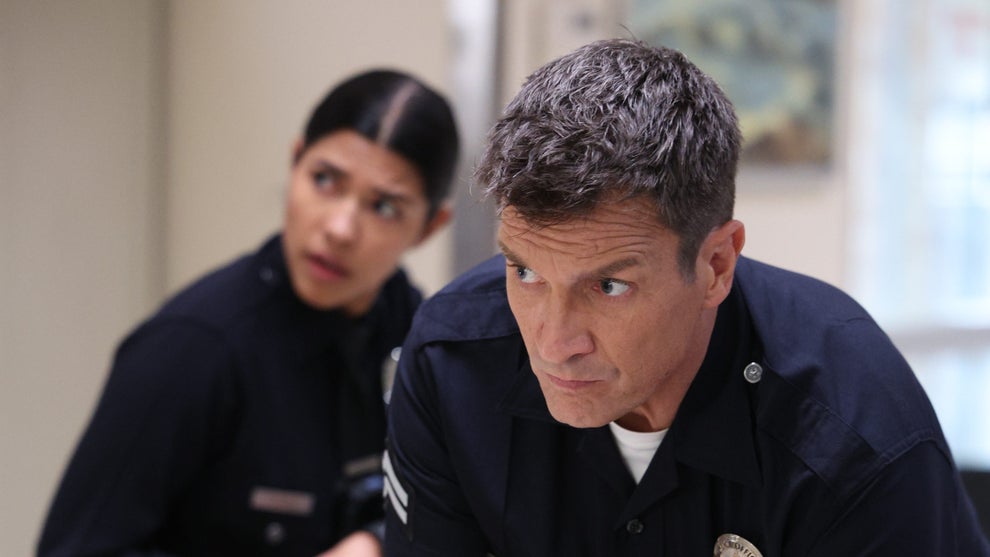 Nathan Fillion and Lisseth Chavez in "The Rookie"