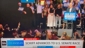 Adam Schiff victory speech pro-Palestine protestors