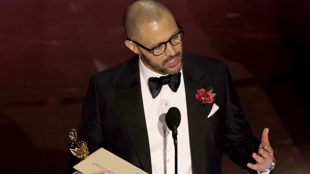 Cord Jefferson accepts the Best Adapted Screenplay award for "American Fiction" at the 96th Annual Academy Awards