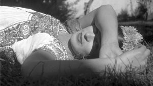 A black and white photo of famed artist Frida Kahlo (Prime Video)