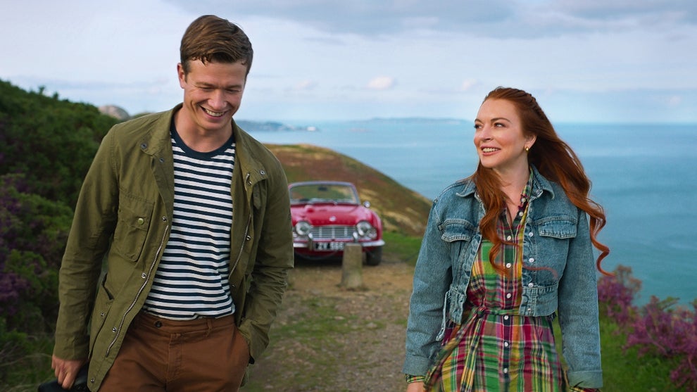 Ed Speleers and Lindsay Lohan in "Irish Wish" for Netflix